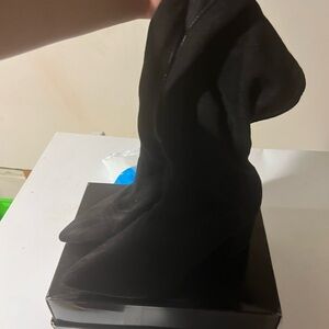 Suede Block heeled boot